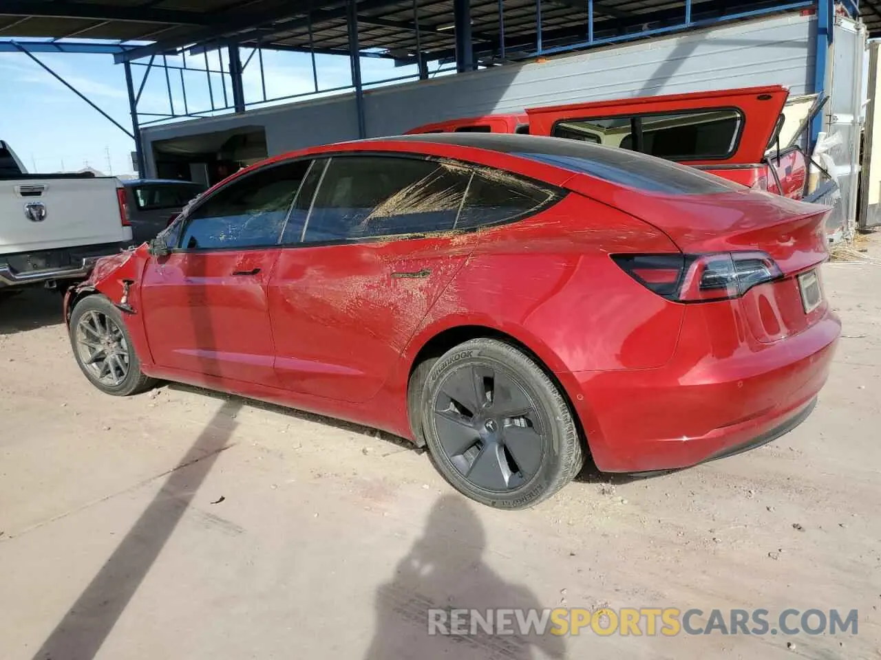 2 Photograph of a damaged car 5YJ3E1EB7NF265487 TESLA MODEL 3 2022