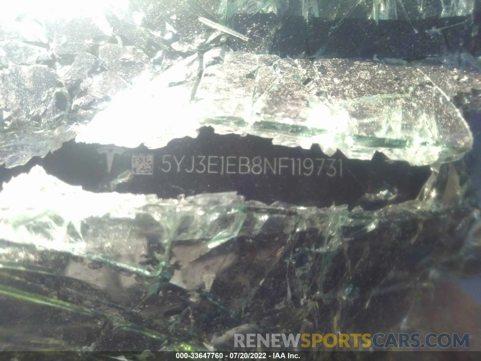 9 Photograph of a damaged car 5YJ3E1EB8NF119731 TESLA MODEL 3 2022