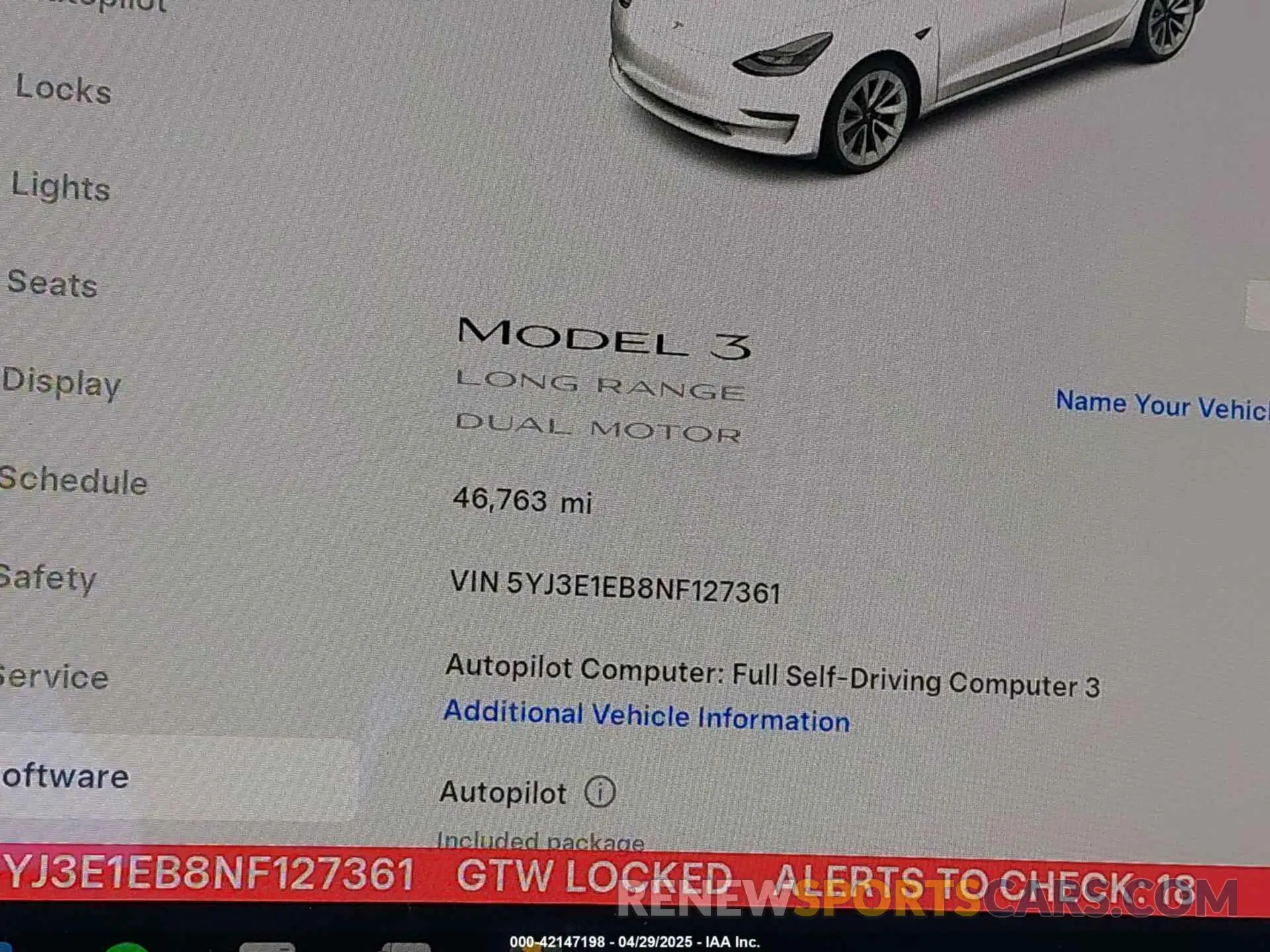 7 Фотография поврежденного автомобиля 5YJ3E1EB8NF127361 TESLA MODEL 3 2022