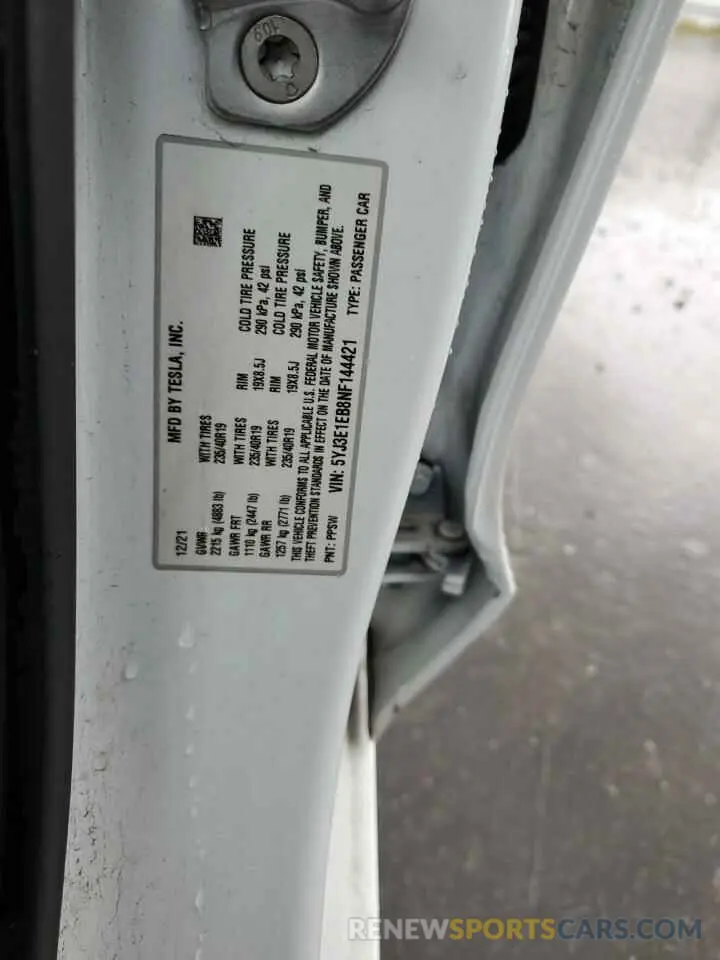 14 Фотография поврежденного автомобиля 5YJ3E1EB8NF144421 TESLA MODEL 3 2022