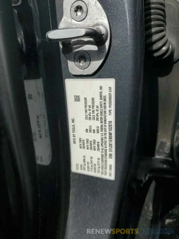 12 Фотография поврежденного автомобиля 5YJ3E1EB8NF182876 TESLA MODEL 3 2022