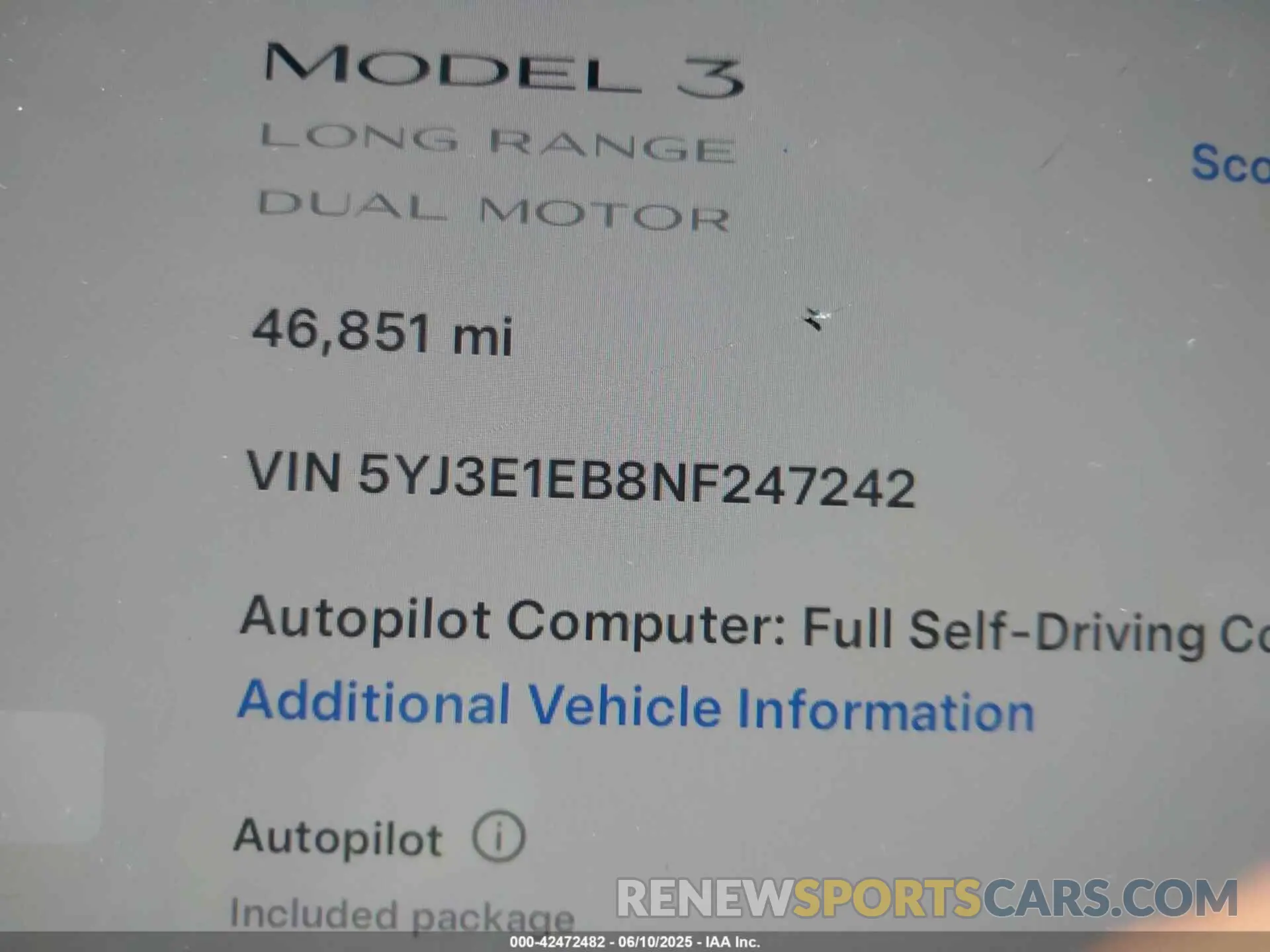 7 Photograph of a damaged car 5YJ3E1EB8NF247242 TESLA MODEL 3 2022