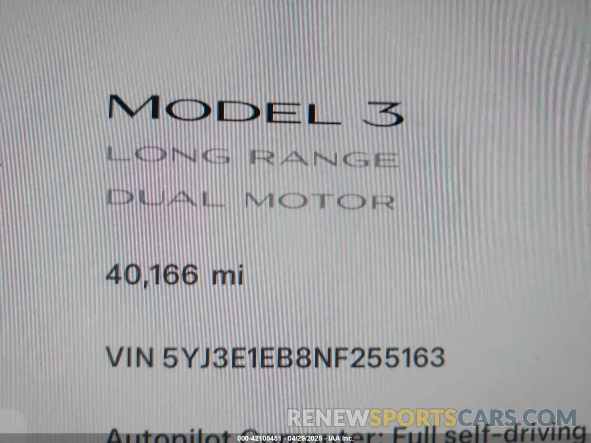 15 Фотография поврежденного автомобиля 5YJ3E1EB8NF255163 TESLA MODEL 3 2022