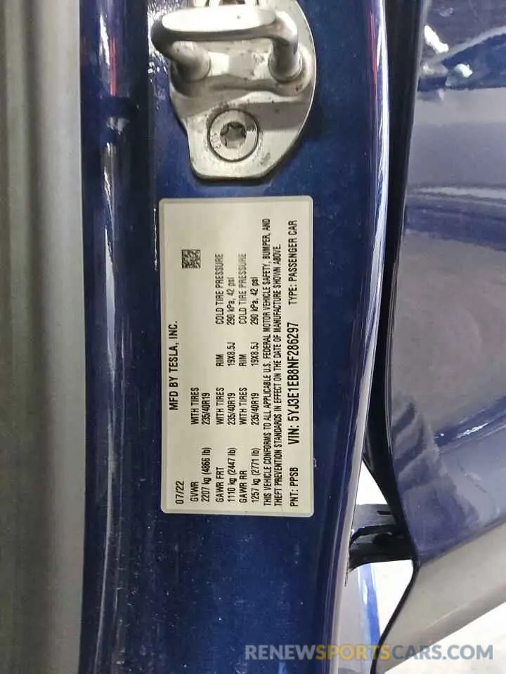 12 Фотография поврежденного автомобиля 5YJ3E1EB8NF286297 TESLA MODEL 3 2022