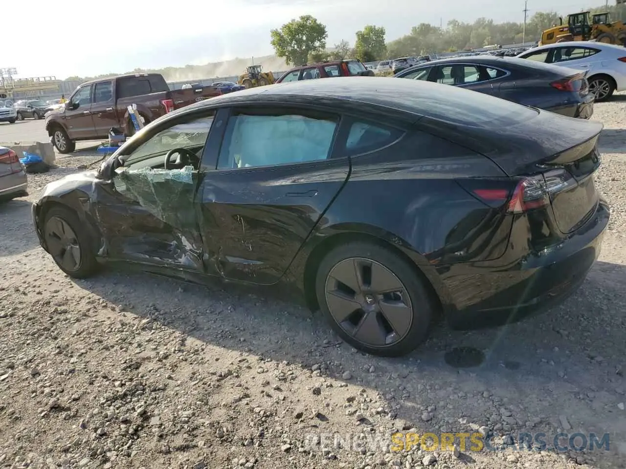 2 Photograph of a damaged car 5YJ3E1EB9NF132102 TESLA MODEL 3 2022