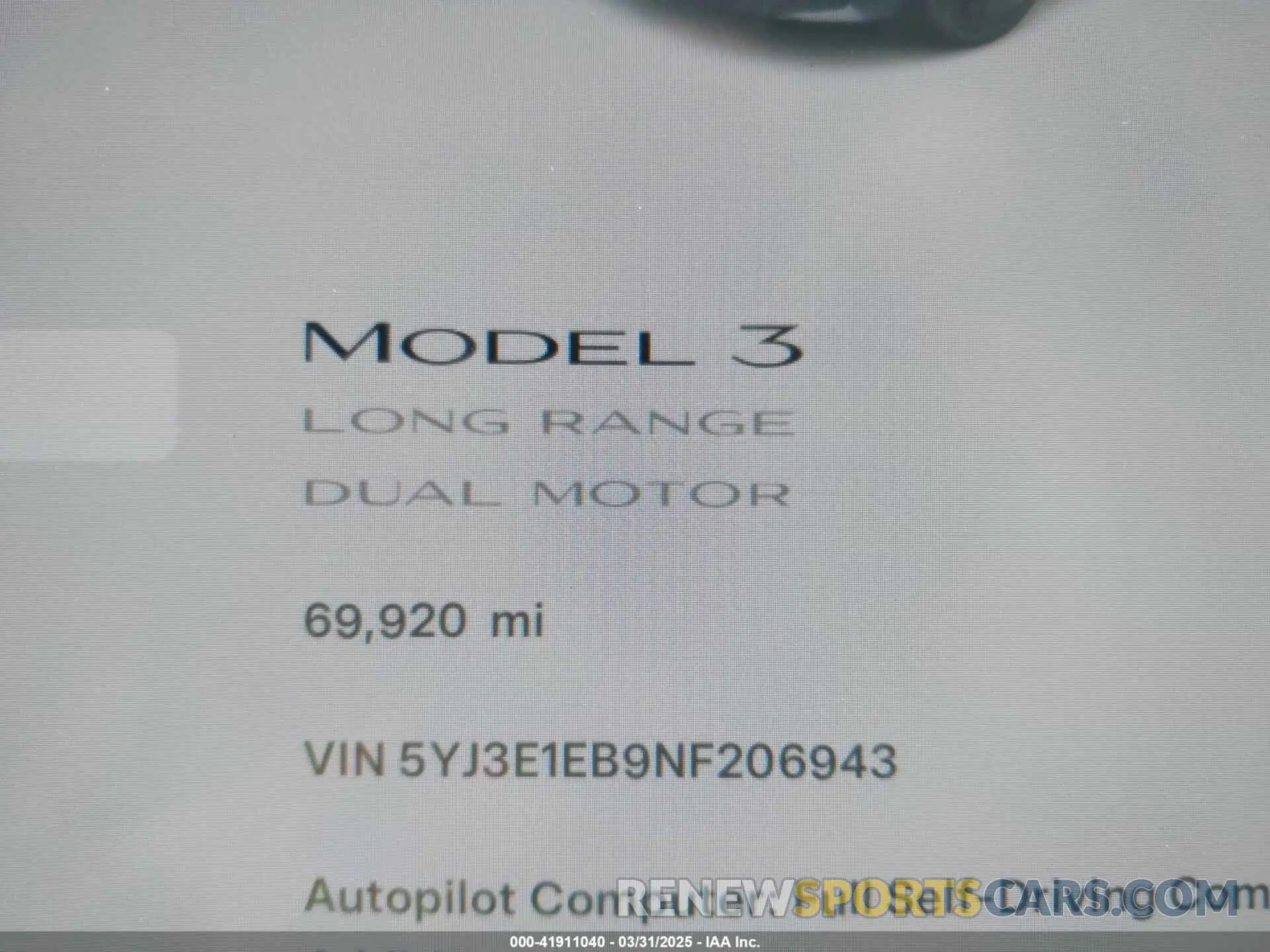 15 Фотография поврежденного автомобиля 5YJ3E1EB9NF206943 TESLA MODEL 3 2022