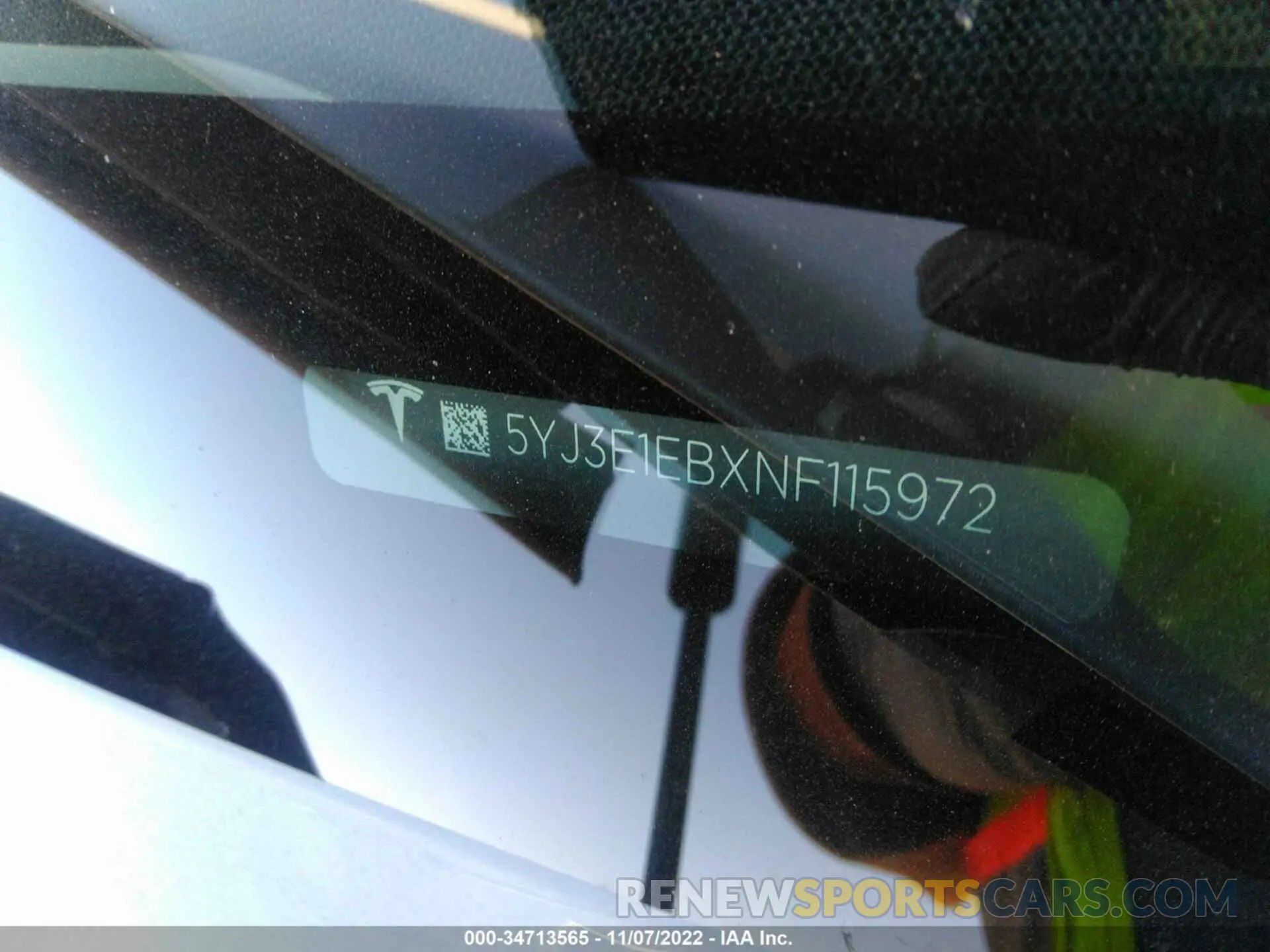 9 Photograph of a damaged car 5YJ3E1EBXNF115972 TESLA MODEL 3 2022