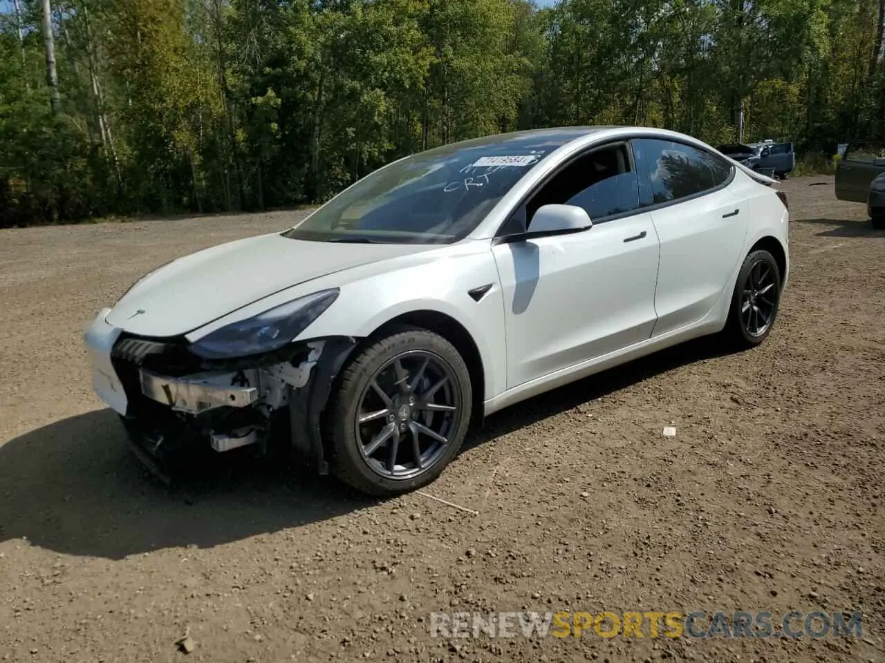 1 Photograph of a damaged car 5YJ3E1EBXNF193443 TESLA MODEL 3 2022