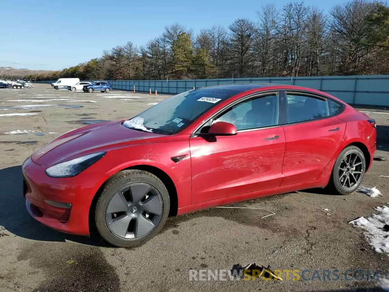 1 Photograph of a damaged car 5YJ3E1EBXNF193765 TESLA MODEL 3 2022