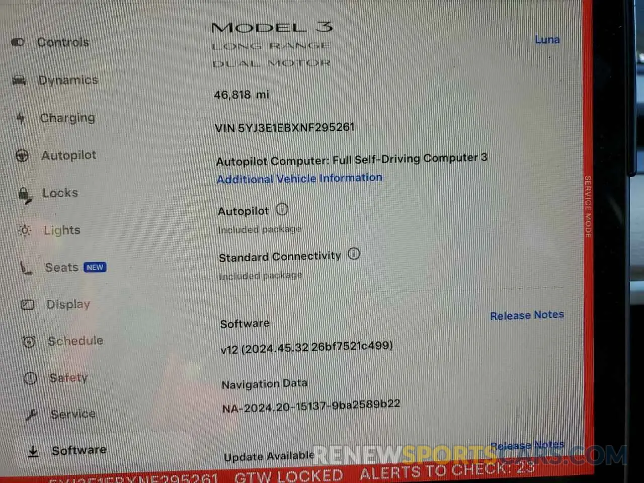9 Фотография поврежденного автомобиля 5YJ3E1EBXNF295261 TESLA MODEL 3 2022