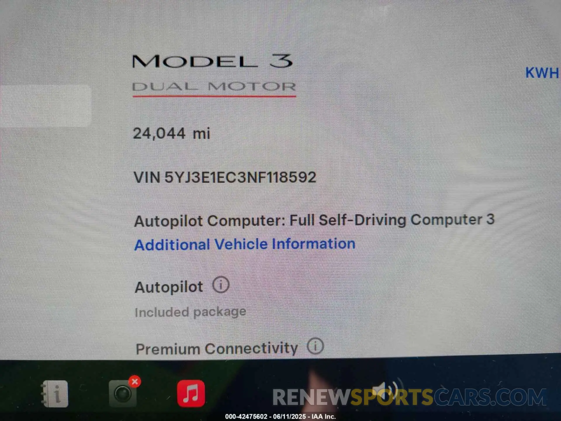 7 Photograph of a damaged car 5YJ3E1EC3NF118592 TESLA MODEL 3 2022