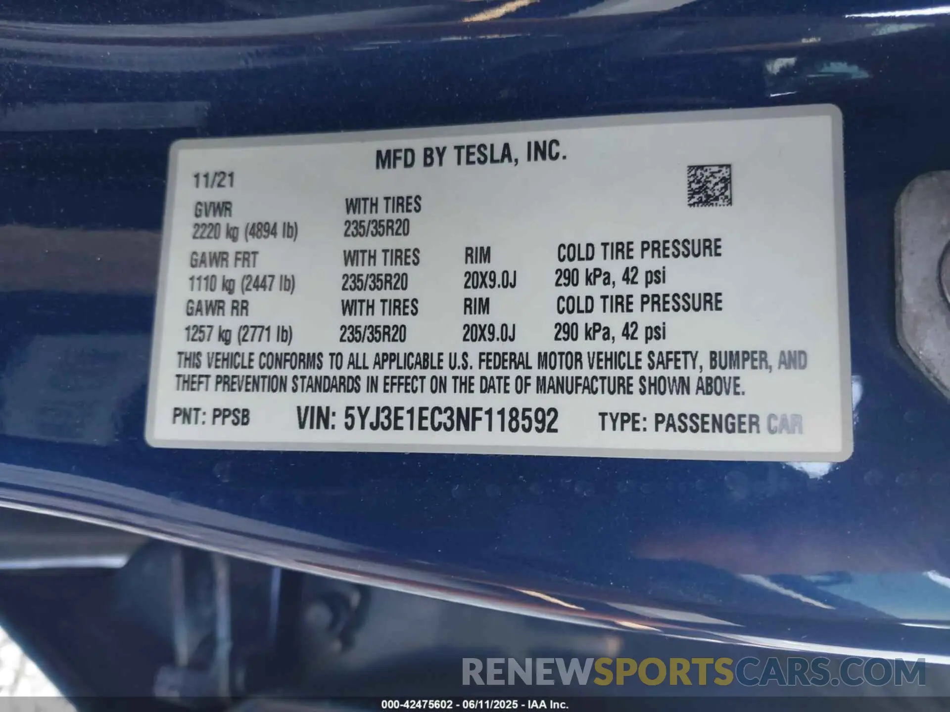 9 Photograph of a damaged car 5YJ3E1EC3NF118592 TESLA MODEL 3 2022