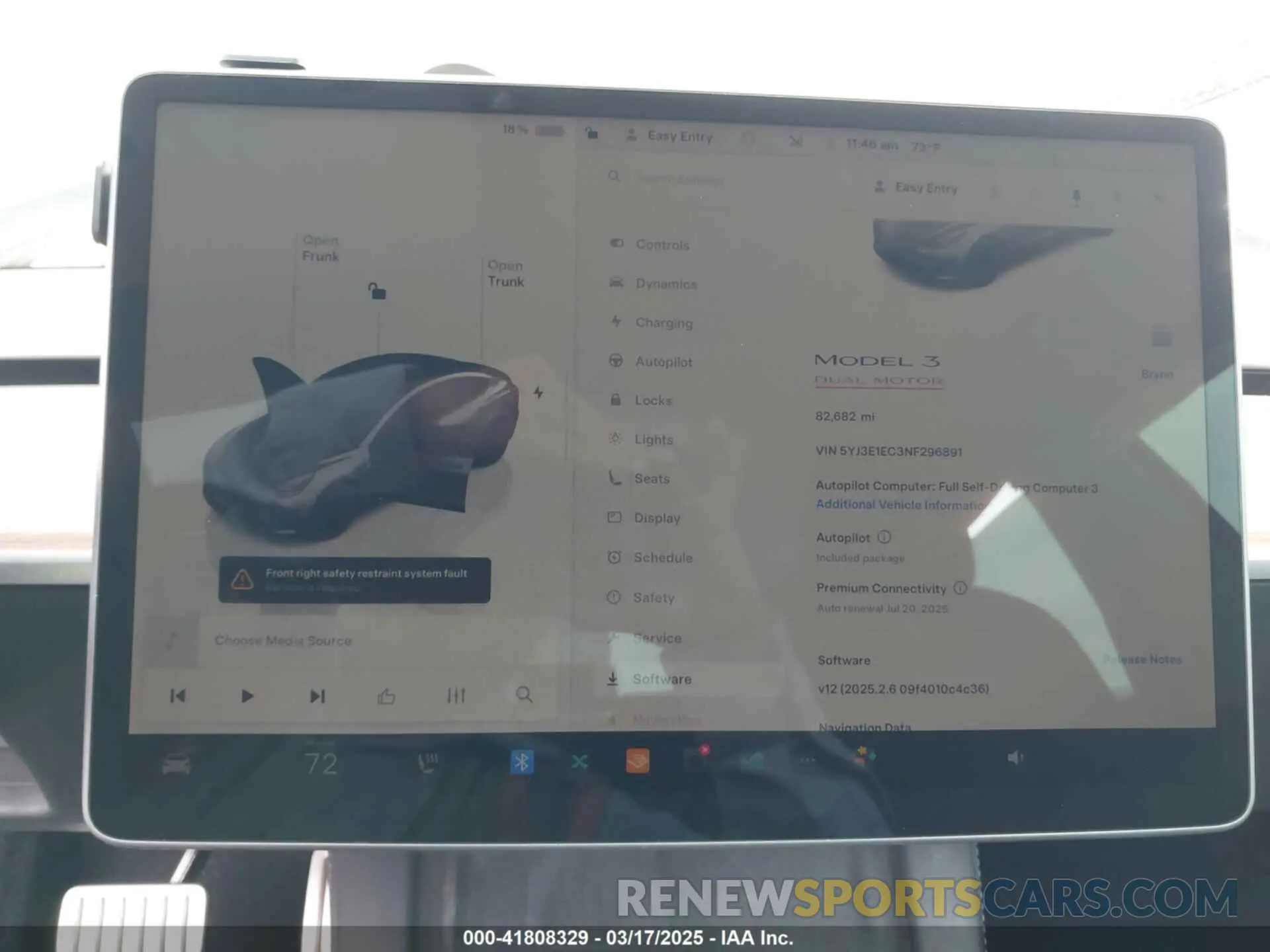 18 Photograph of a damaged car 5YJ3E1EC3NF296891 TESLA MODEL 3 2022