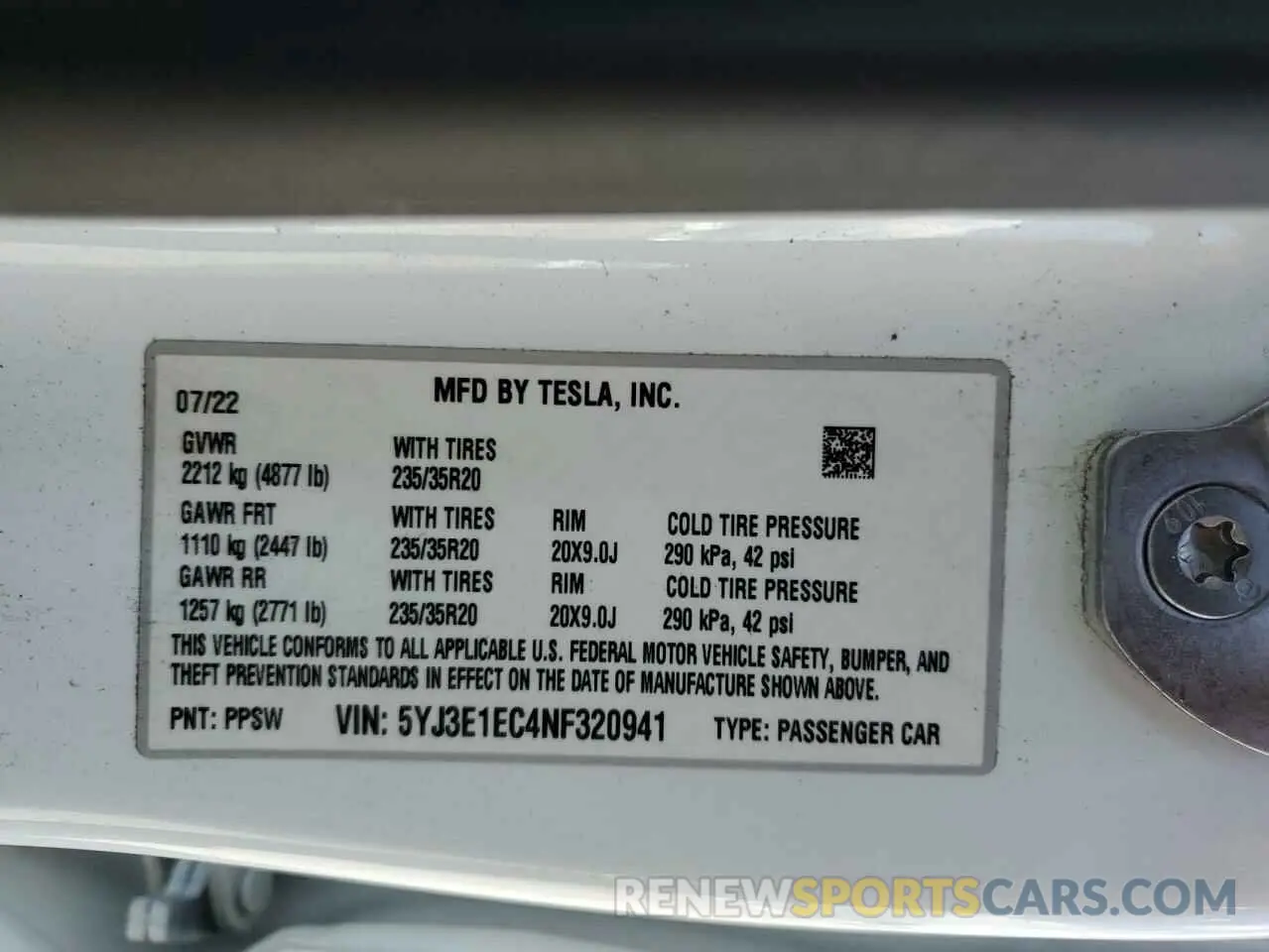 12 Photograph of a damaged car 5YJ3E1EC4NF320941 TESLA MODEL 3 2022