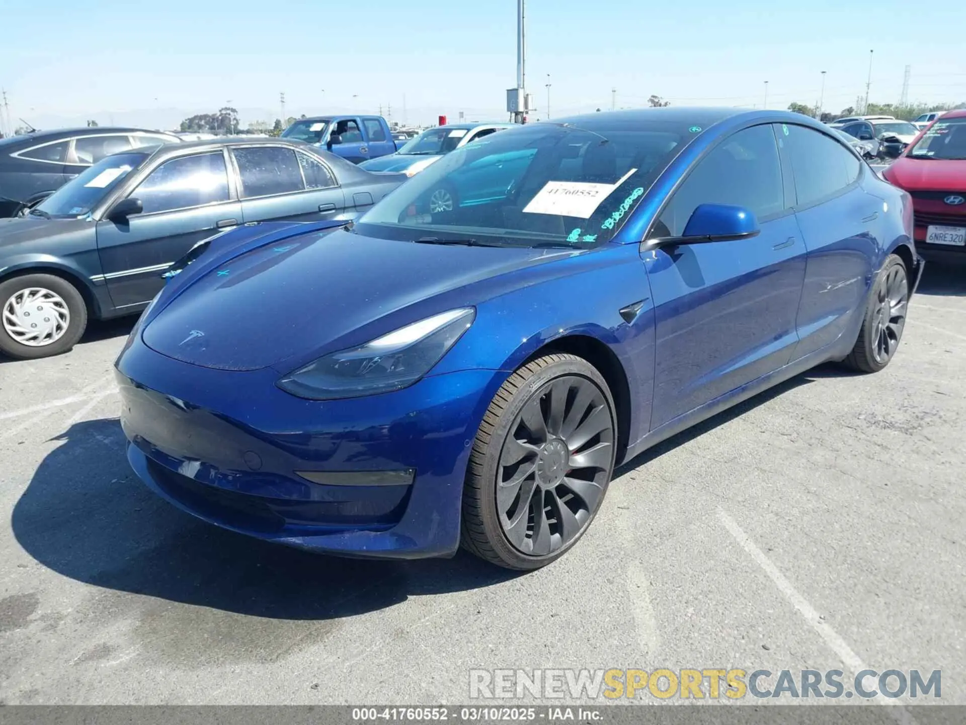 2 Photograph of a damaged car 5YJ3E1EC5NF315764 TESLA MODEL 3 2022