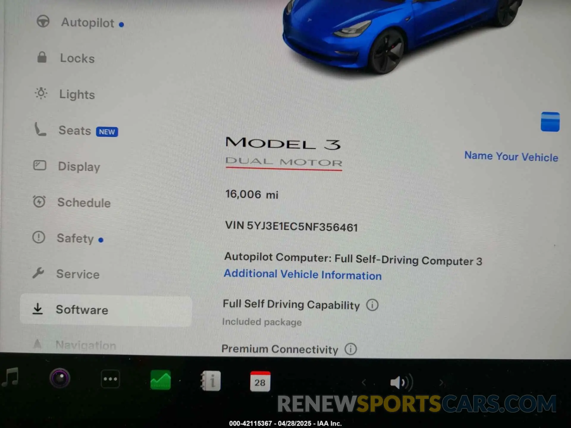 7 Фотография поврежденного автомобиля 5YJ3E1EC5NF356461 TESLA MODEL 3 2022