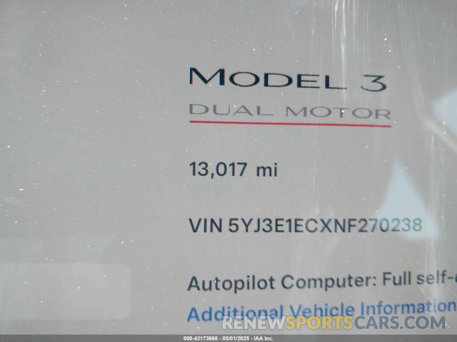16 Photograph of a damaged car 5YJ3E1ECXNF270238 TESLA MODEL 3 2022
