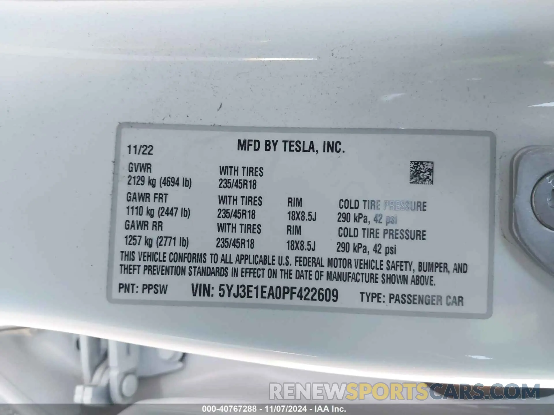 9 Photograph of a damaged car 5YJ3E1EA0PF422609 TESLA MODEL 3 2023