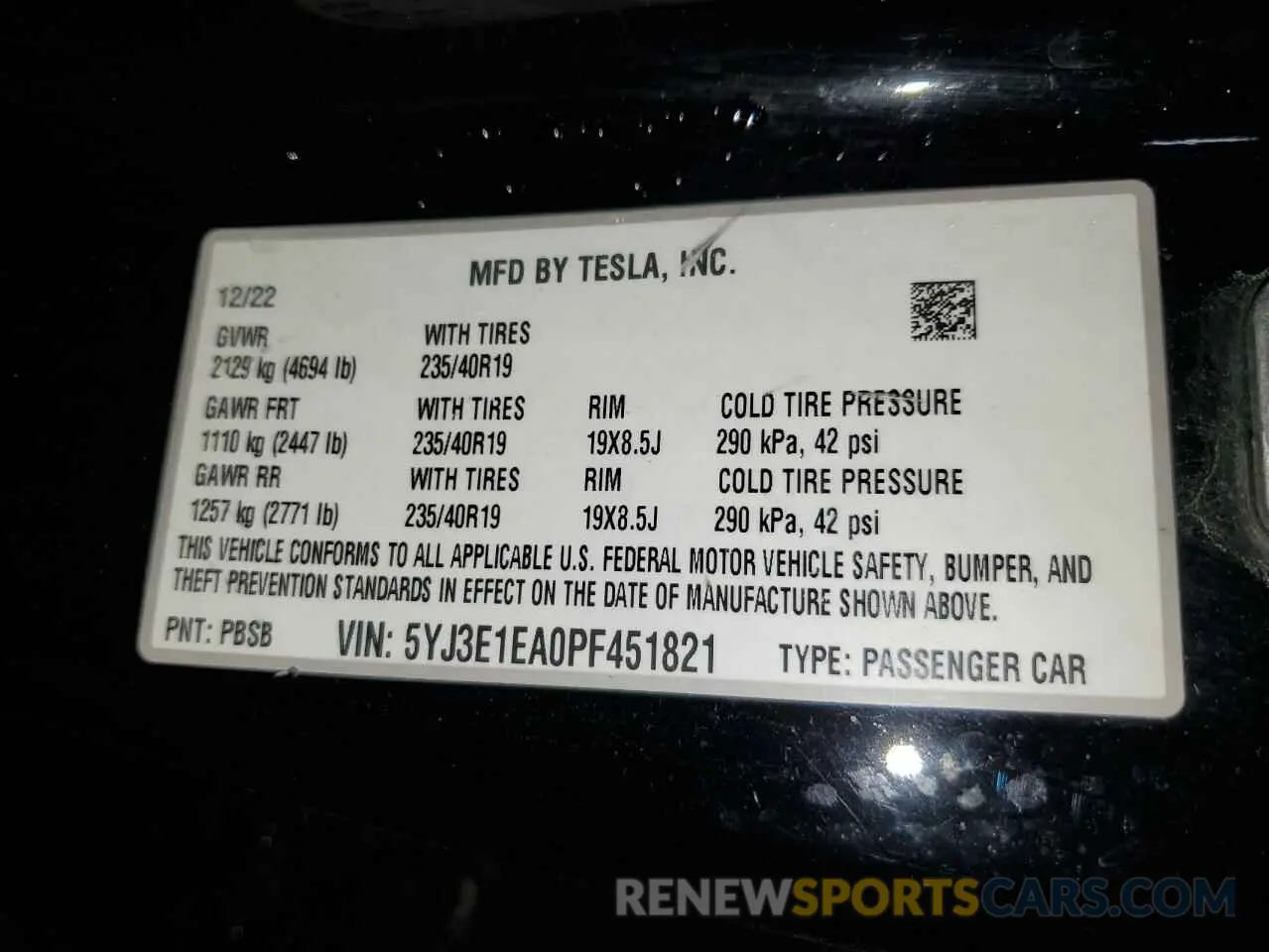 13 Фотография поврежденного автомобиля 5YJ3E1EA0PF451821 TESLA MODEL 3 2023
