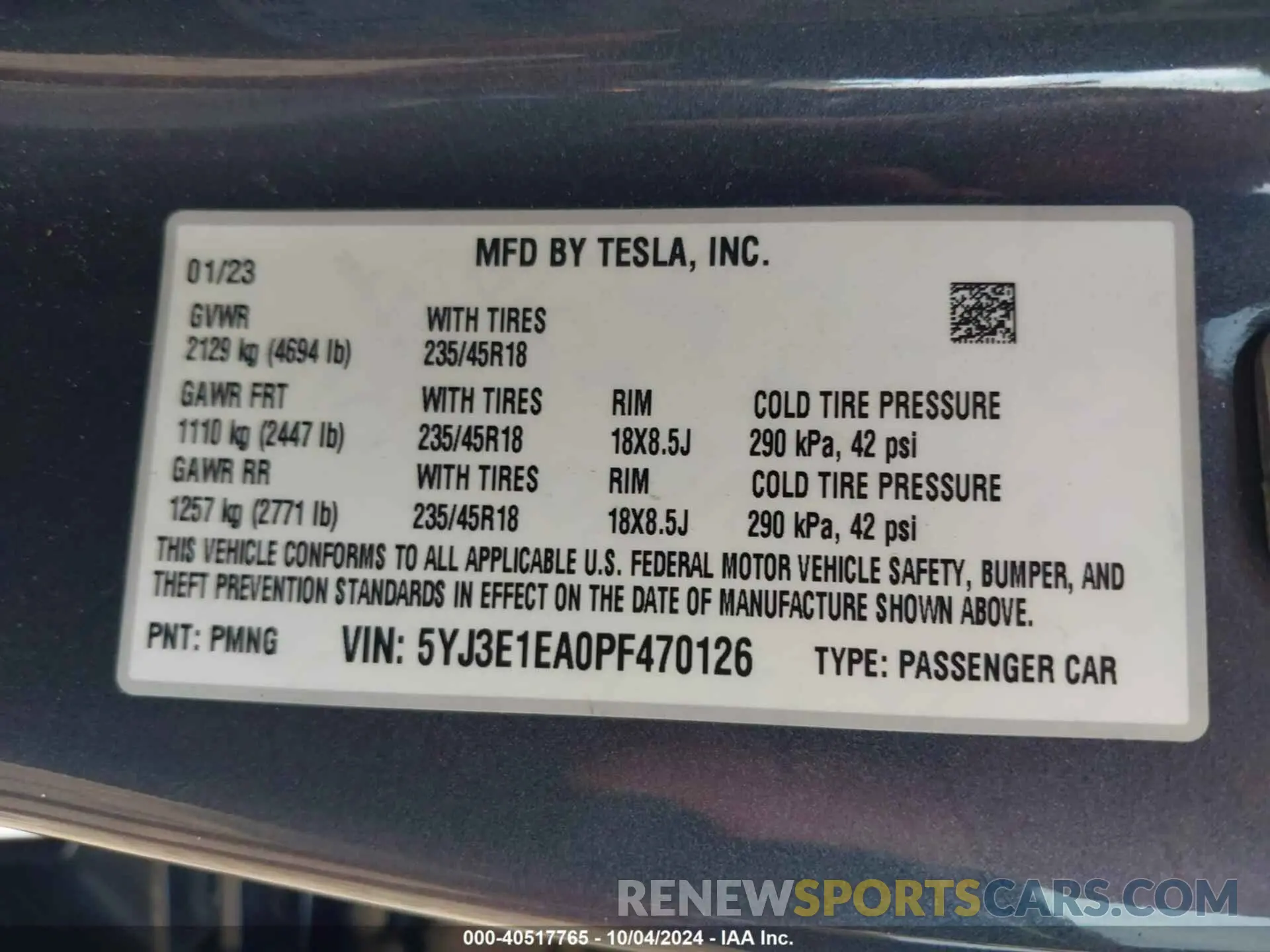 9 Photograph of a damaged car 5YJ3E1EA0PF470126 TESLA MODEL 3 2023
