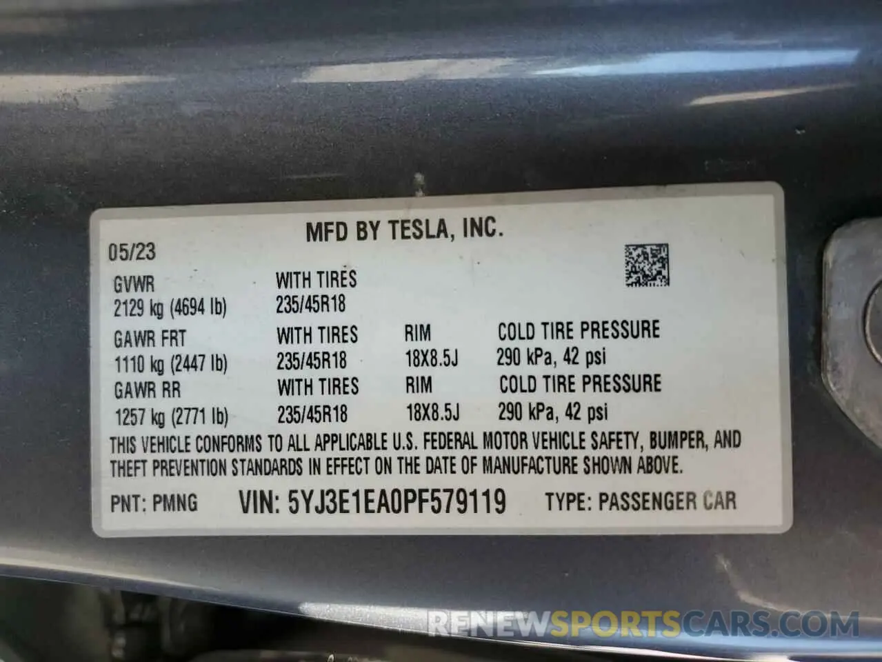 12 Photograph of a damaged car 5YJ3E1EA0PF579119 TESLA MODEL 3 2023