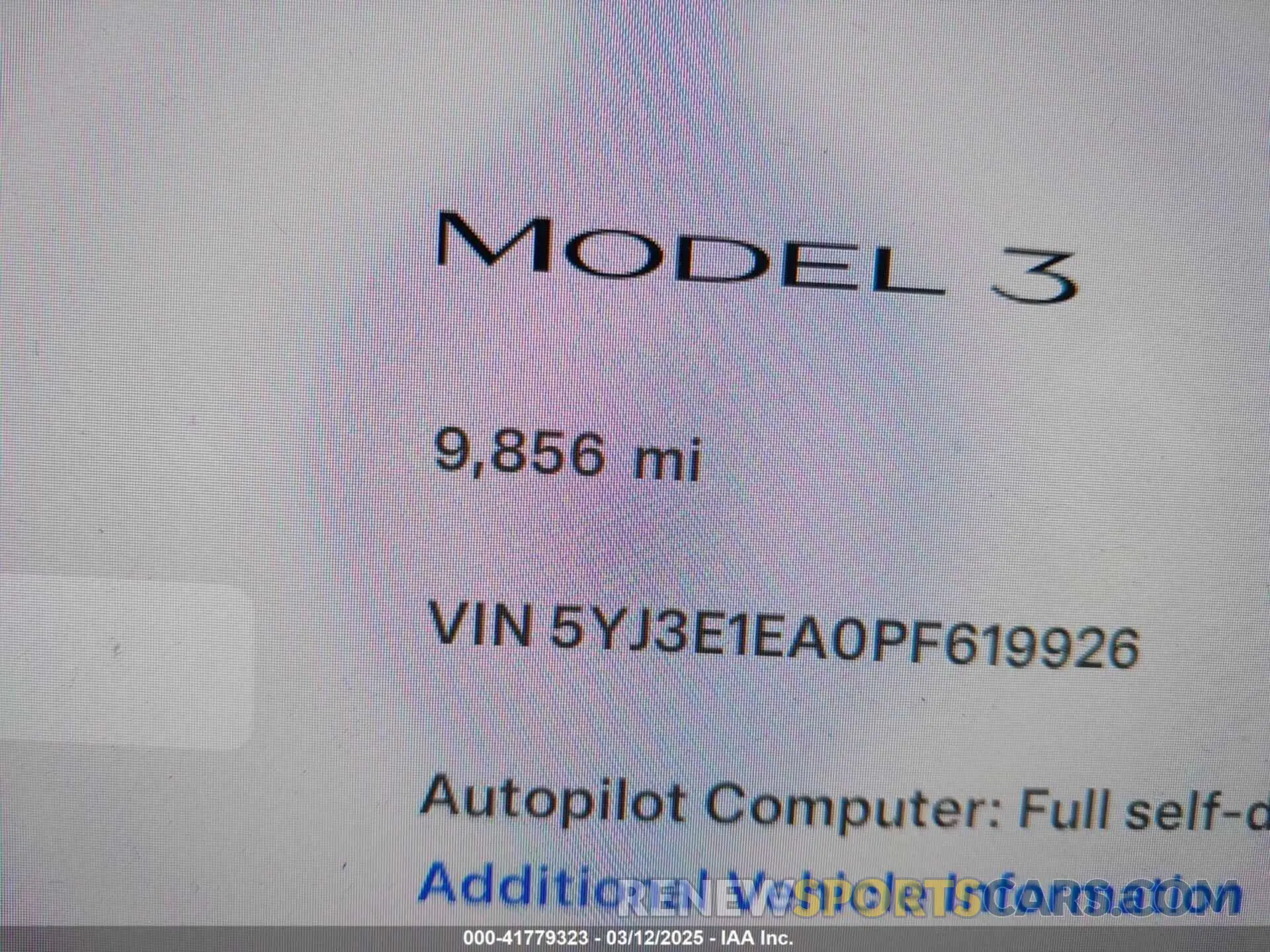 15 Photograph of a damaged car 5YJ3E1EA0PF619926 TESLA MODEL 3 2023