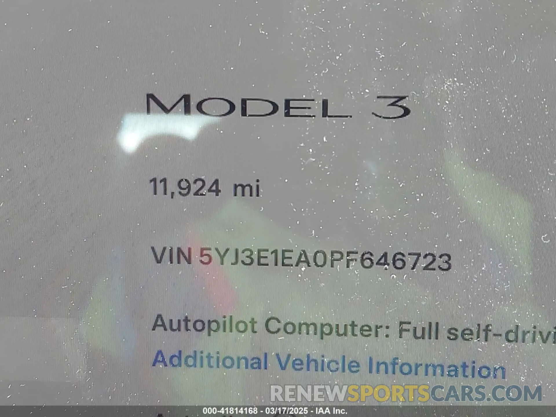 16 Photograph of a damaged car 5YJ3E1EA0PF646723 TESLA MODEL 3 2023