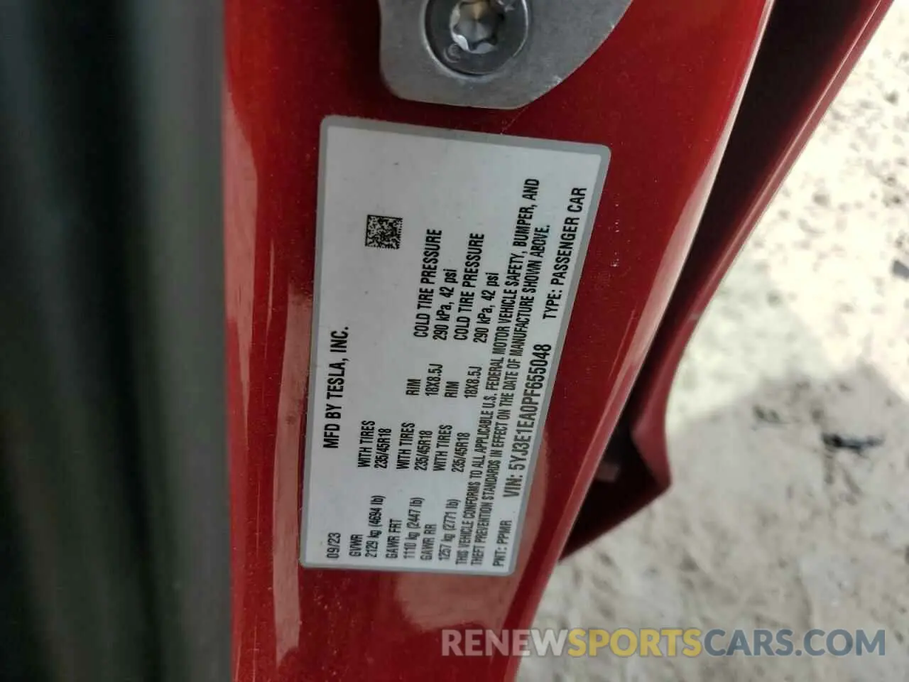 13 Photograph of a damaged car 5YJ3E1EA0PF655048 TESLA MODEL 3 2023