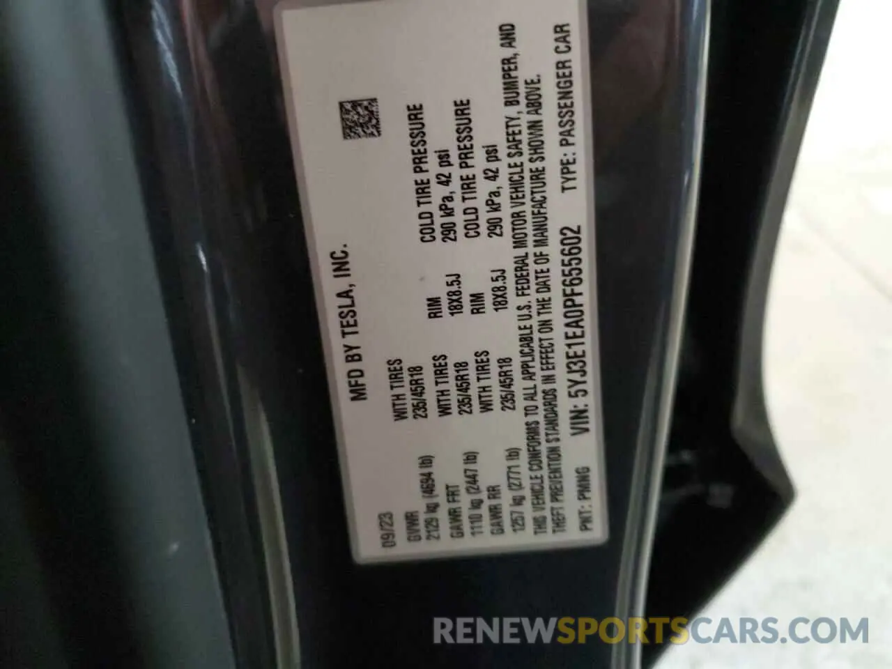 12 Photograph of a damaged car 5YJ3E1EA0PF655602 TESLA MODEL 3 2023