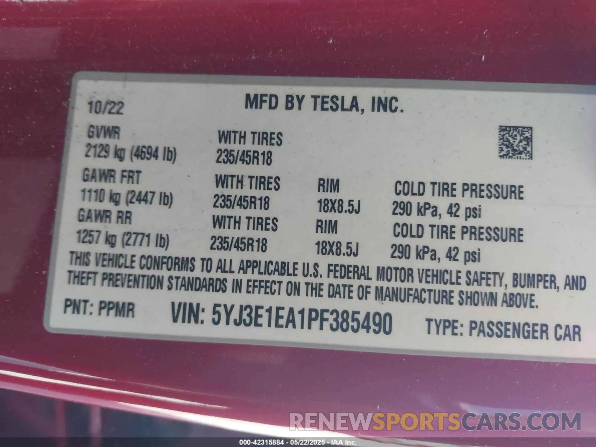 9 Фотография поврежденного автомобиля 5YJ3E1EA1PF385490 TESLA MODEL 3 2023
