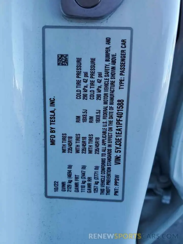 12 Photograph of a damaged car 5YJ3E1EA1PF401588 TESLA MODEL 3 2023