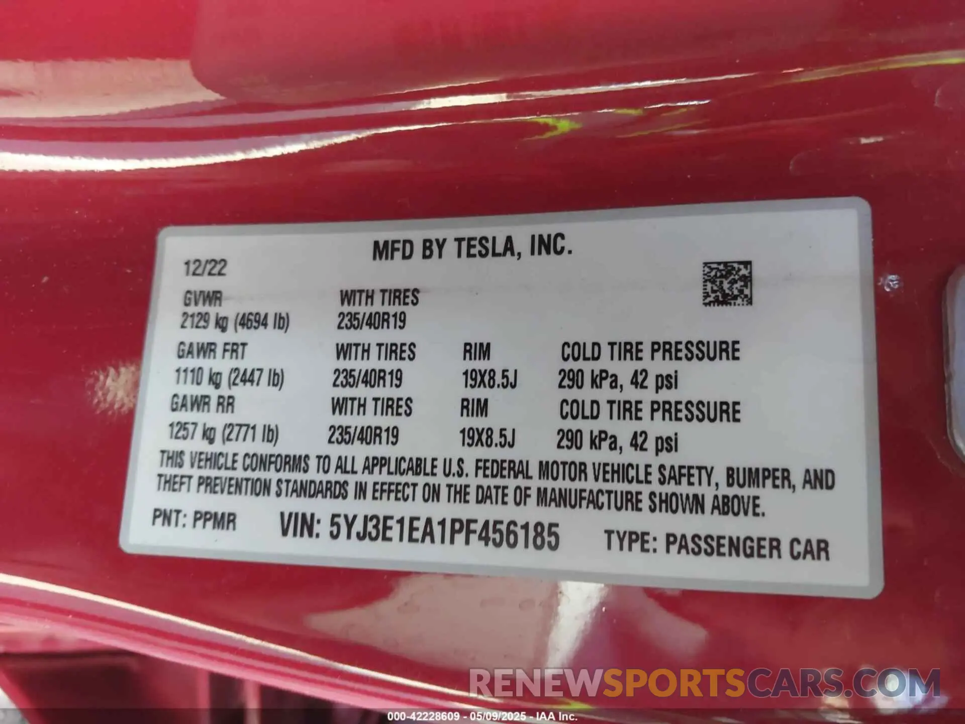 9 Photograph of a damaged car 5YJ3E1EA1PF456185 TESLA MODEL 3 2023