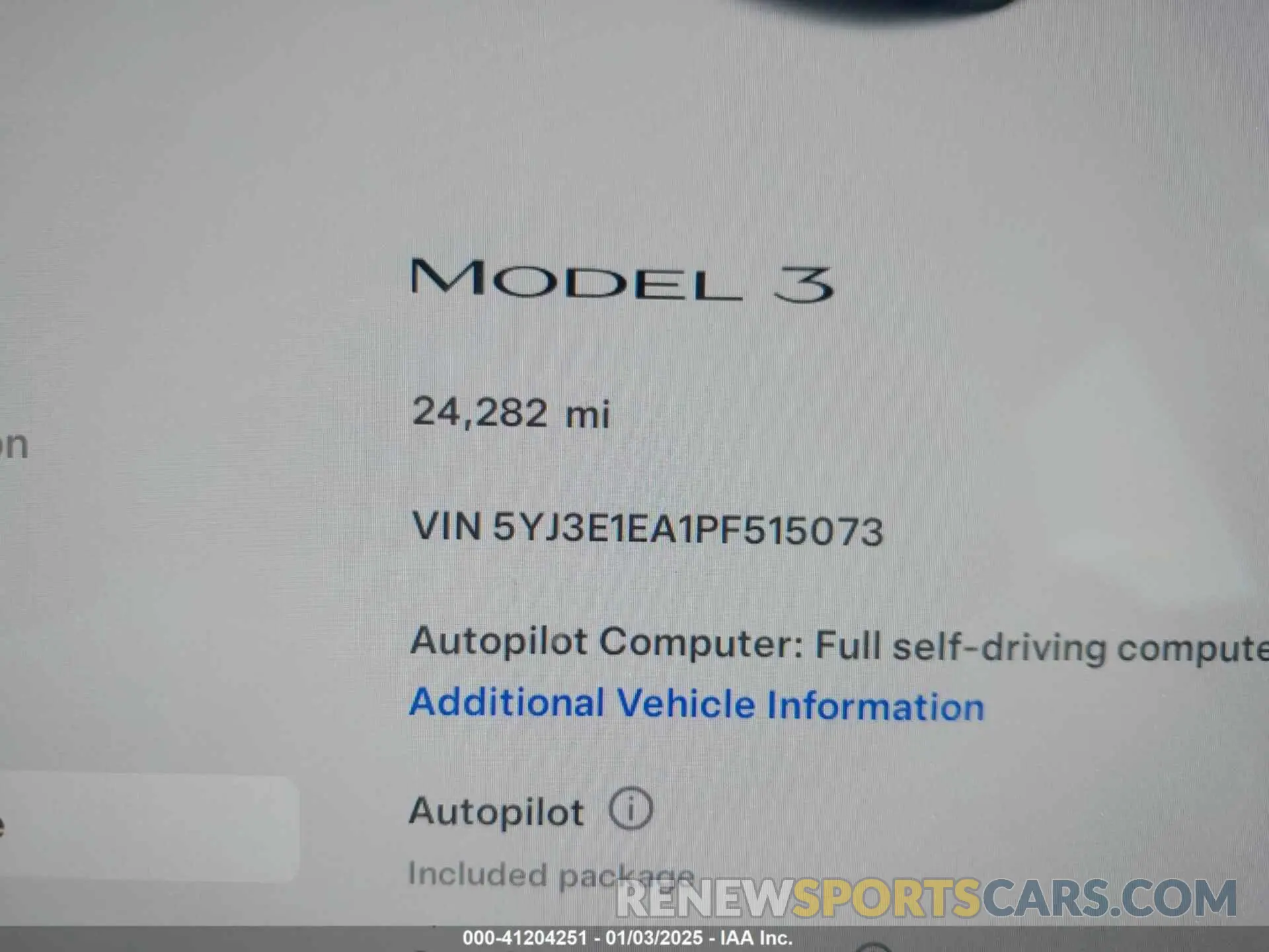 15 Photograph of a damaged car 5YJ3E1EA1PF515073 TESLA MODEL 3 2023