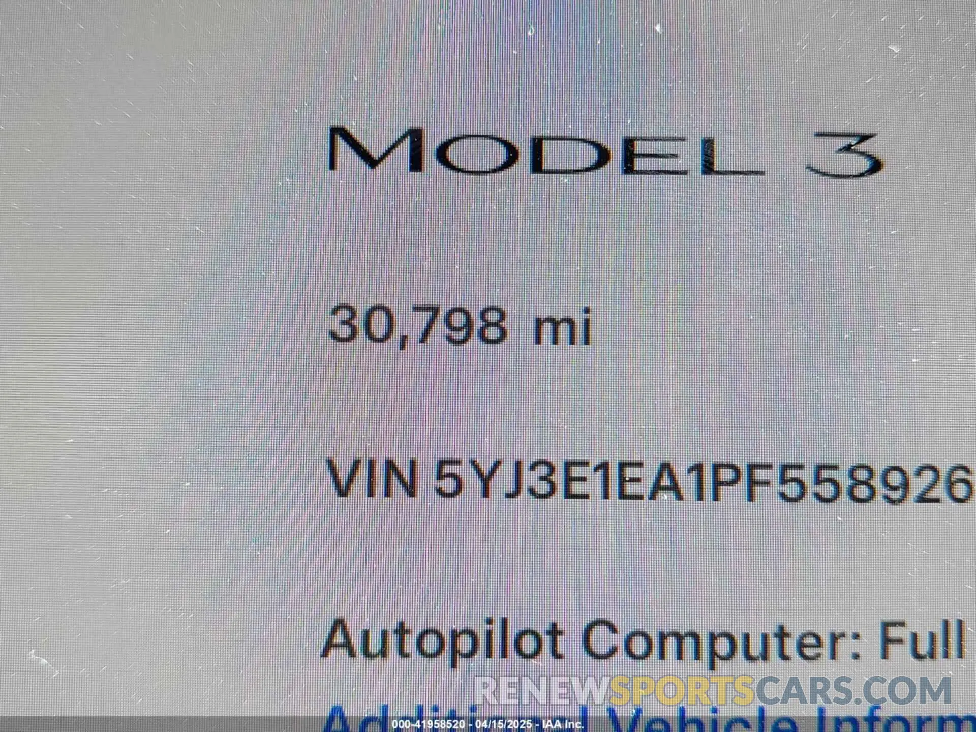 15 Фотография поврежденного автомобиля 5YJ3E1EA1PF558926 TESLA MODEL 3 2023