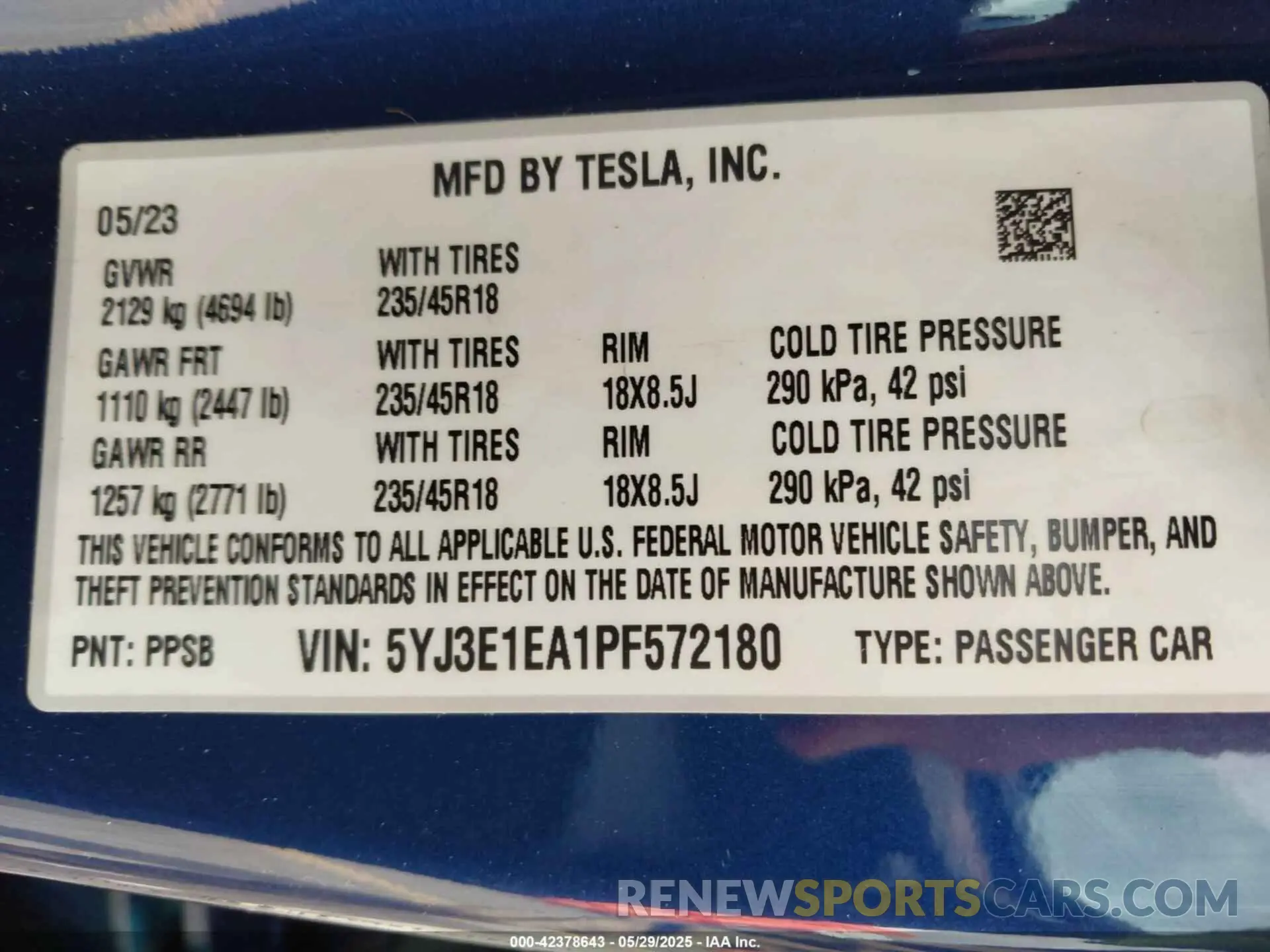 9 Фотография поврежденного автомобиля 5YJ3E1EA1PF572180 TESLA MODEL 3 2023