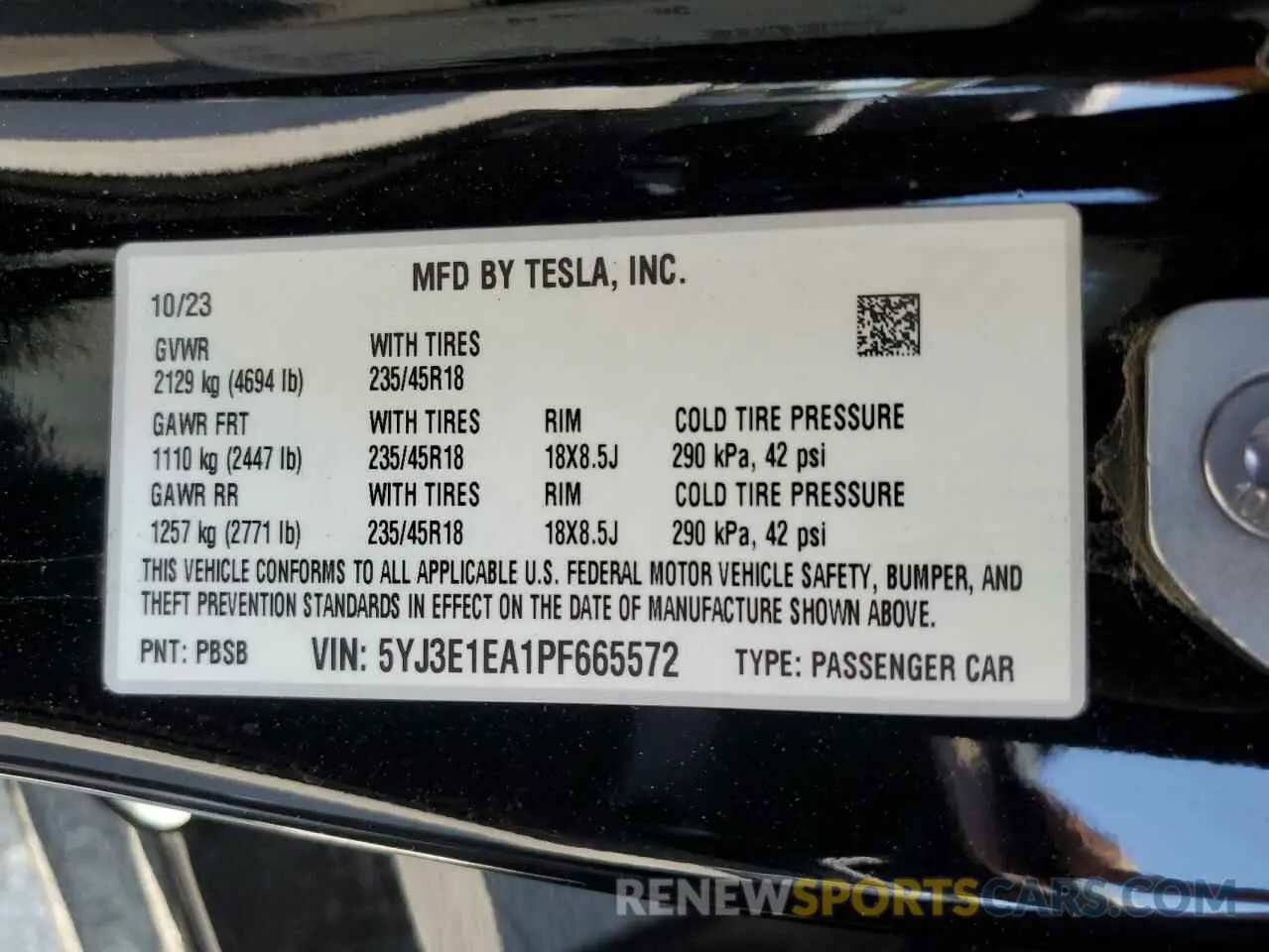 13 Фотография поврежденного автомобиля 5YJ3E1EA1PF665572 TESLA MODEL 3 2023
