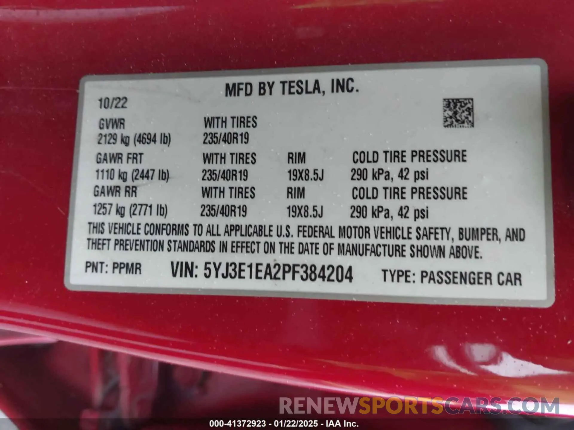 9 Фотография поврежденного автомобиля 5YJ3E1EA2PF384204 TESLA MODEL 3 2023