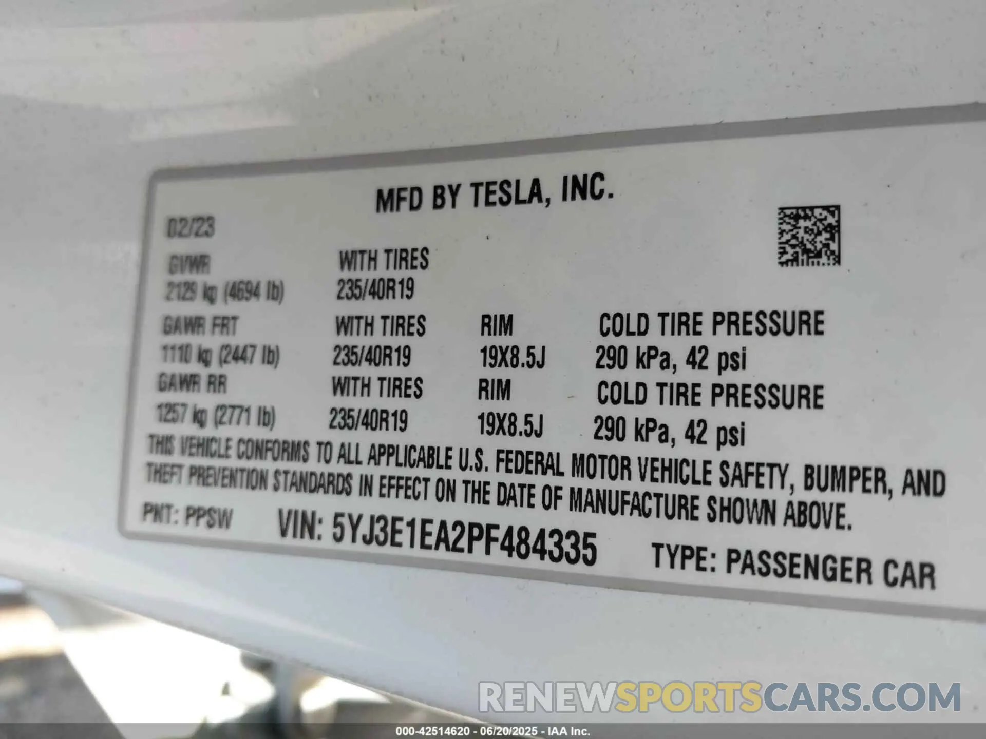 9 Фотография поврежденного автомобиля 5YJ3E1EA2PF484335 TESLA MODEL 3 2023