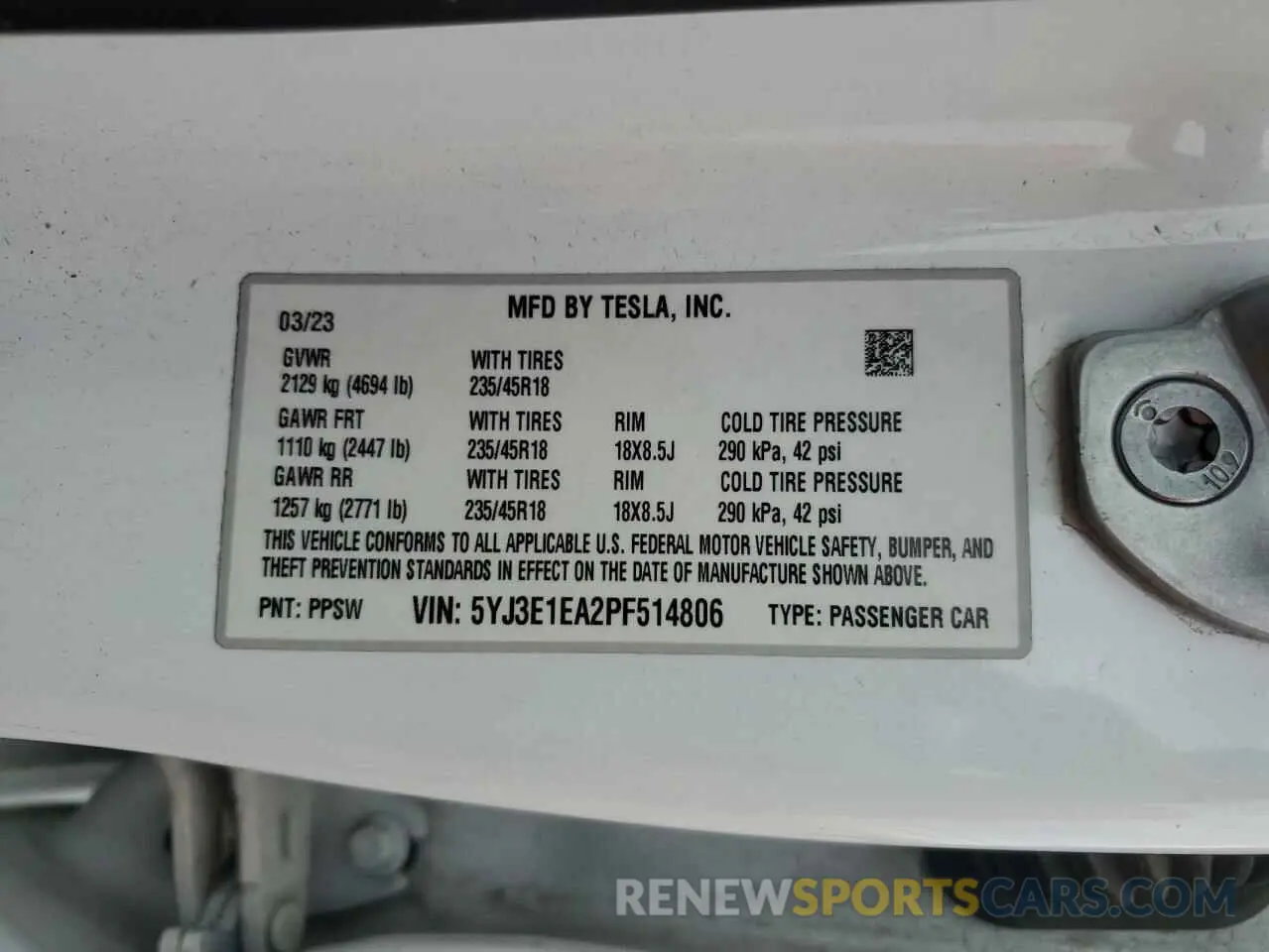 13 Фотография поврежденного автомобиля 5YJ3E1EA2PF514806 TESLA MODEL 3 2023