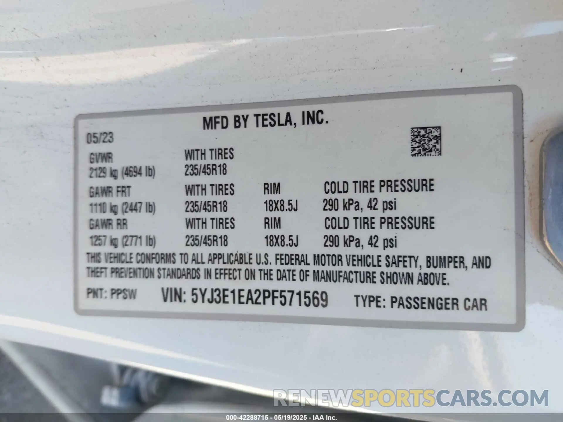 9 Фотография поврежденного автомобиля 5YJ3E1EA2PF571569 TESLA MODEL 3 2023