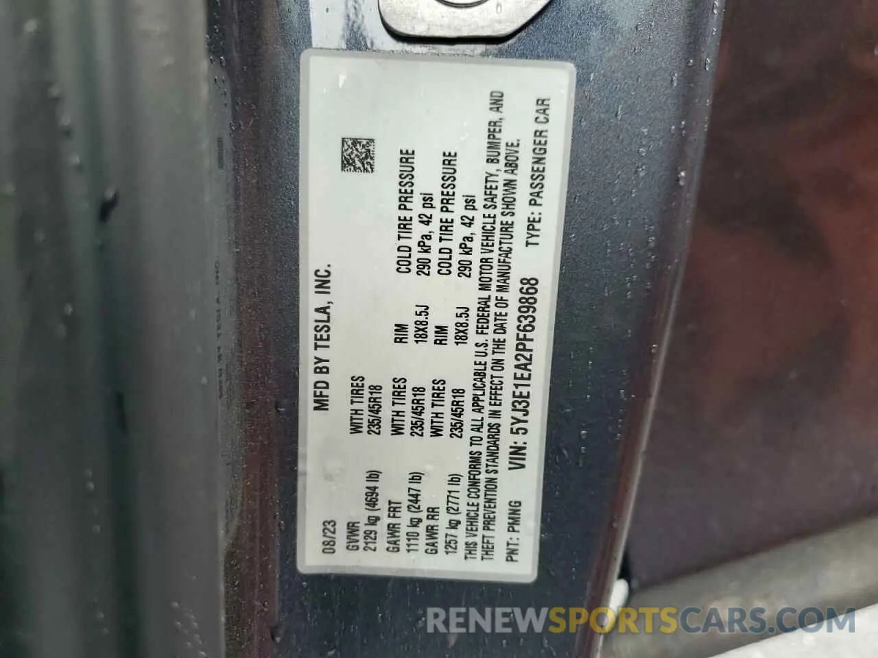 12 Фотография поврежденного автомобиля 5YJ3E1EA2PF639868 TESLA MODEL 3 2023