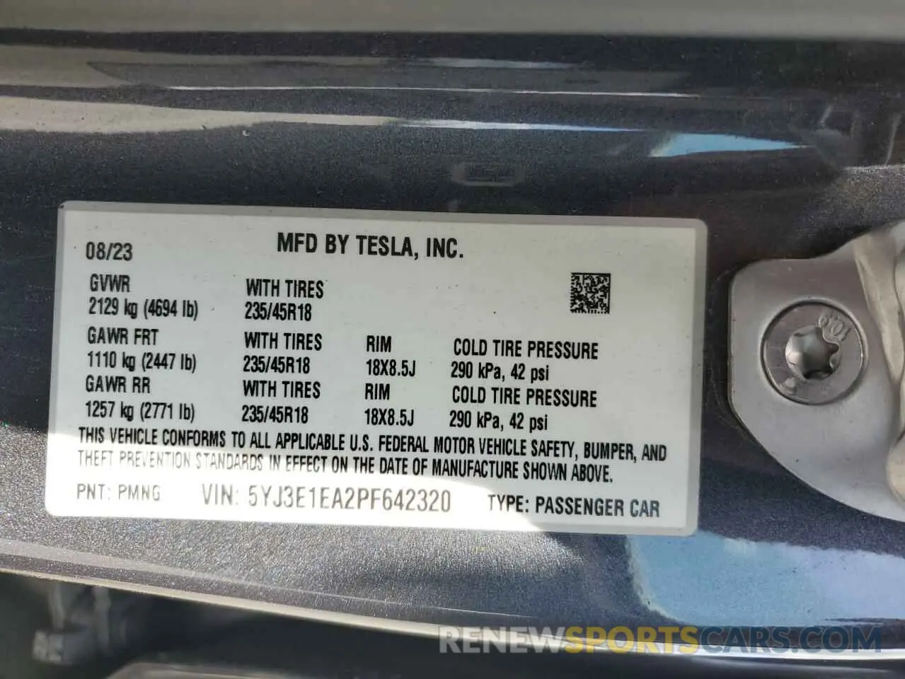 14 Фотография поврежденного автомобиля 5YJ3E1EA2PF642320 TESLA MODEL 3 2023