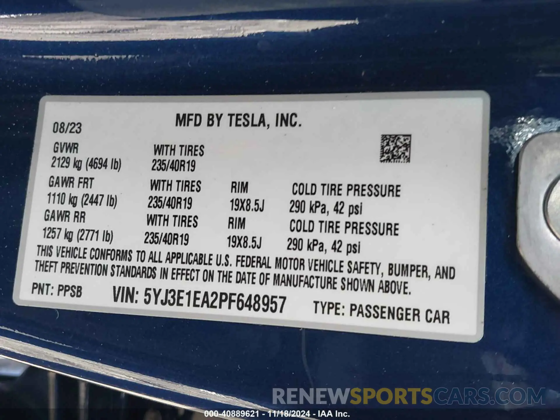 9 Photograph of a damaged car 5YJ3E1EA2PF648957 TESLA MODEL 3 2023