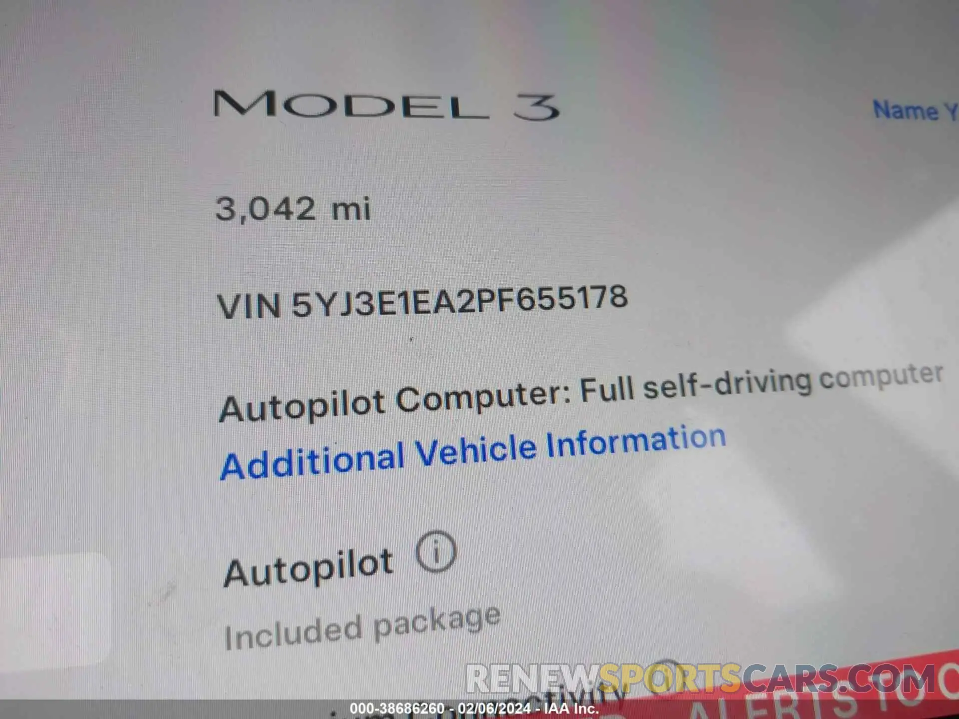 16 Photograph of a damaged car 5YJ3E1EA2PF655178 TESLA MODEL 3 2023