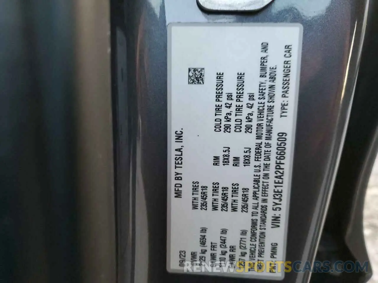 12 Фотография поврежденного автомобиля 5YJ3E1EA2PF660509 TESLA MODEL 3 2023