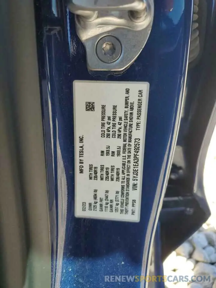 14 Photograph of a damaged car 5YJ3E1EA3PF492573 TESLA MODEL 3 2023