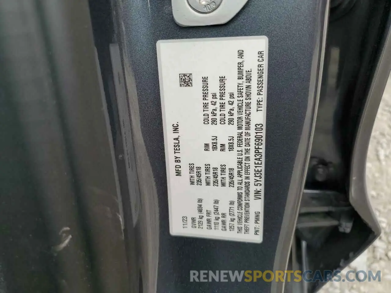 13 Photograph of a damaged car 5YJ3E1EA3PF690103 TESLA MODEL 3 2023