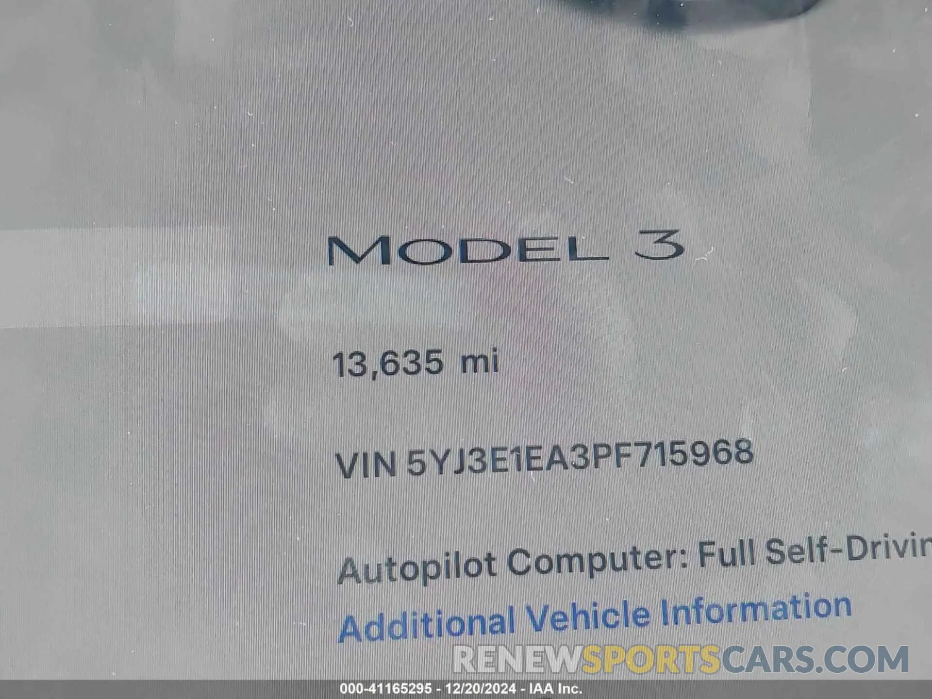 14 Photograph of a damaged car 5YJ3E1EA3PF715968 TESLA MODEL 3 2023