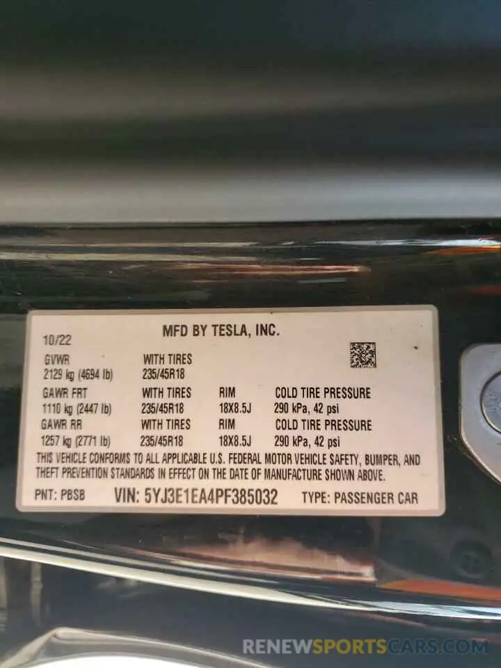 14 Photograph of a damaged car 5YJ3E1EA4PF385032 TESLA MODEL 3 2023