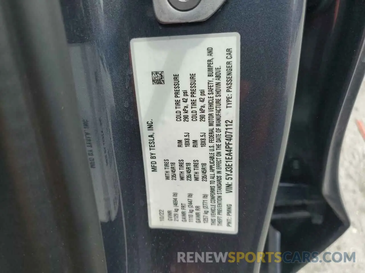 12 Photograph of a damaged car 5YJ3E1EA4PF407112 TESLA MODEL 3 2023